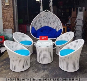 Xích đu đan nhựa giả mây HTT04