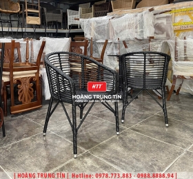 Ghế cafe đan nhựa mây ngoài trời HTT069
