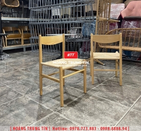 Ghế cafe khung gỗ đan dây cói HTT03