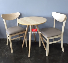 Bộ bàn ghế cafe gỗ nệm BCF006