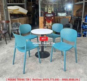 Bàn ghế cafe nhựa đúc nguyên khối HTT21