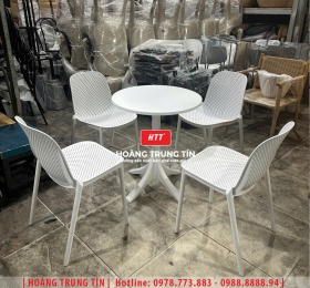 Bàn ghế cafe nhựa đúc nguyên khối HTT22