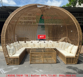 Sofa mái vòm nhựa mây ngoài trời HTT02