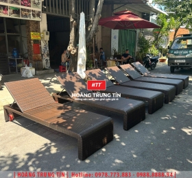 Giường tắm nắng đan nhựa giả mây HTT10