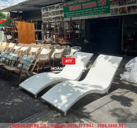 Giường tắm nắng đan nhựa giả mây HTT11
