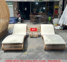Giường tắm nắng đan nhựa giả mây HTT13