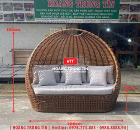 Ghế ngoài trời mái vòm nhựa mây HTT01