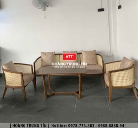 Bàn ghế sofa cafe gỗ nệm HTT03