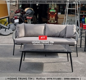 Bàn ghế sofa cafe đan dây dù HTT02