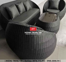 Bàn ghế sofa trứng đan nhựa mây HTT033