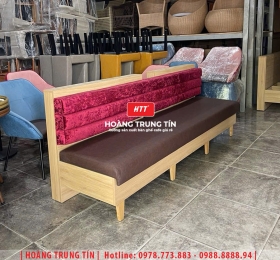 Sofa cafe nhà hàng băng dài gỗ nệm HTT-01