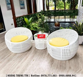 Bàn ghế cafe nhựa giả mây HTT034