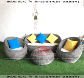 Bàn ghế sofa trứng đan nhựa mây HTT053