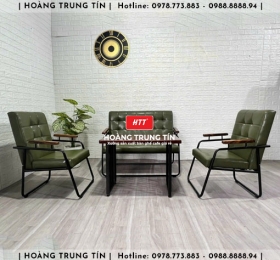 Bàn ghế sofa cafe sắt nệm HTT02