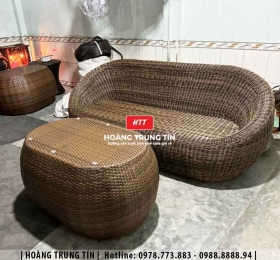 Bàn ghế sofa trứng đan nhựa mây HTT041