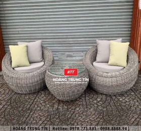 Bàn ghế sofa trứng đan nhựa mây HTT022