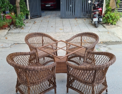 Bộ bàn ghế nhựa giả mây chống nước – Giải pháp lý tưởng cho khí hậu Việt Nam