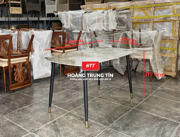 Bàn cafe bàn ăn chân sắt mặt đá HTT01