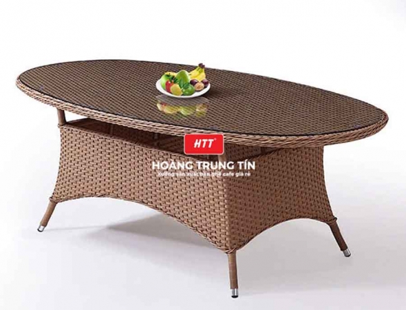 Bàn ghế nhà hàng đan nhựa mây HTT013