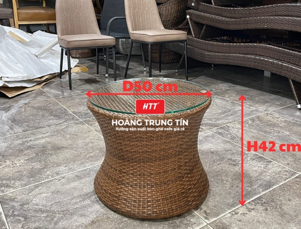 Bàn cafe đan nhựa giả mây HTT21