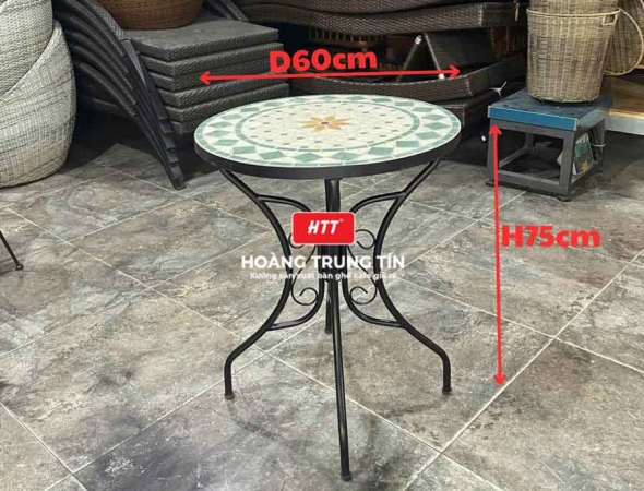 Bàn cafe sắt gạch Mosaic HTT01