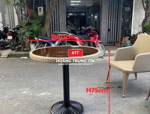 Bàn cafe đan nhựa mây HTT01