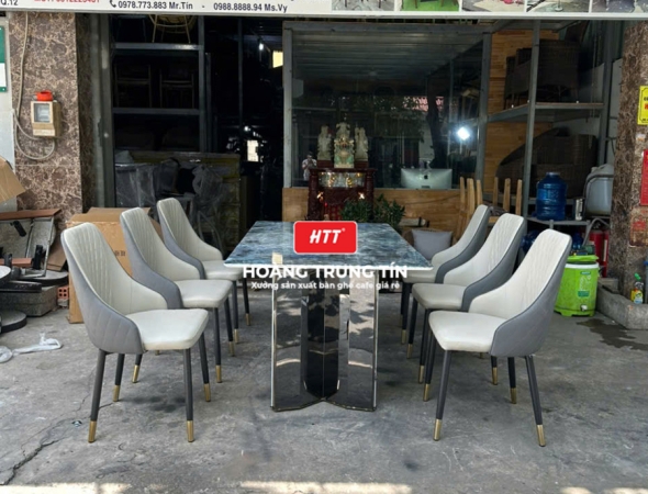 Bàn ghế nhà hàng sắt nệm cao cấp HTT02