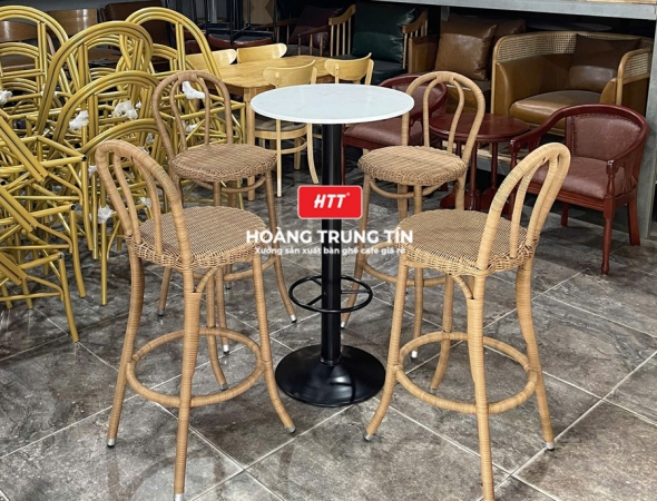 Ghế bar đan nhựa mây ngoài trời HTT004