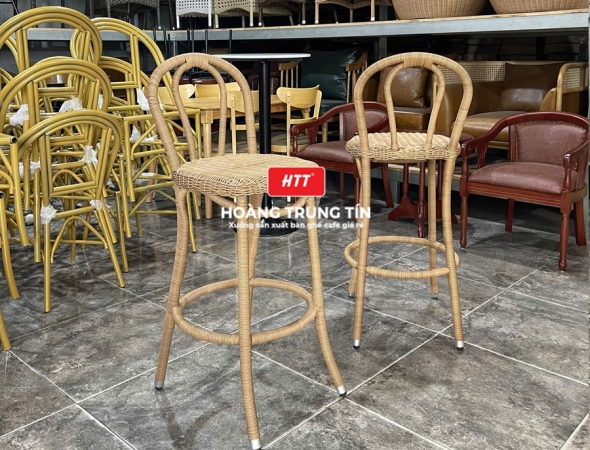 Ghế bar đan nhựa mây ngoài trời HTT004