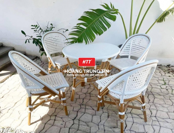 Bàn ghế cafe nhựa giả mây HTT054