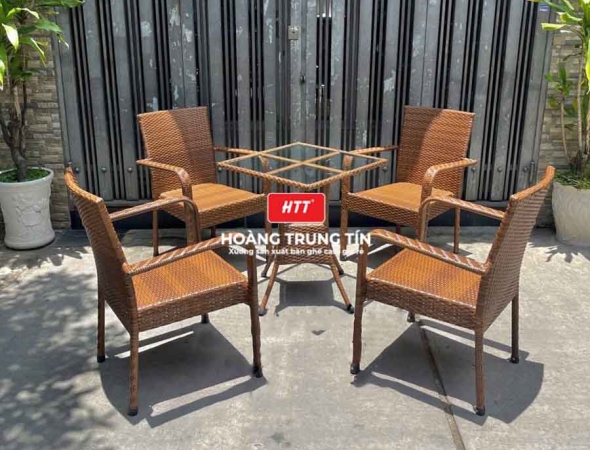 Bàn ghế nhựa giả mây ngoài trời HTT038