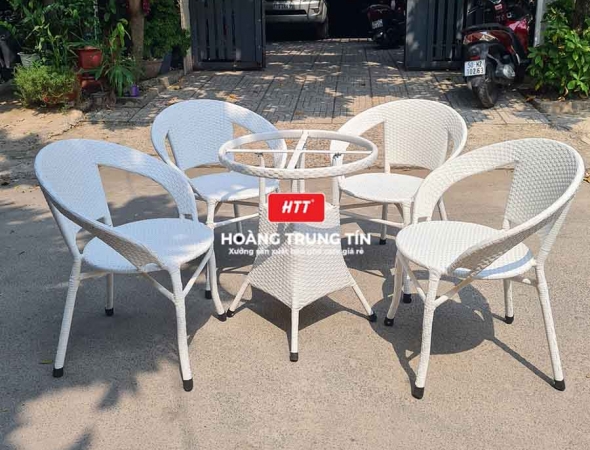 Bàn ghế cafe nhựa giả mây HTT037