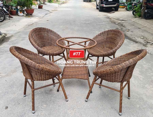 Bàn ghế cafe nhựa giả mây HTT038