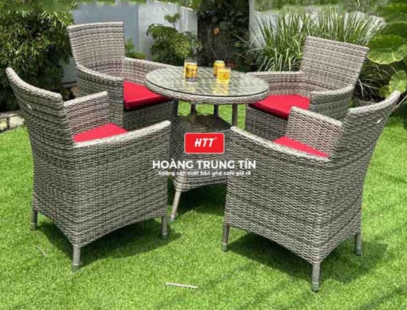 Bàn ghế nhựa giả mây ngoài trời HTT033