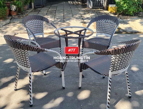 Bàn ghế cafe nhựa giả mây HTT042