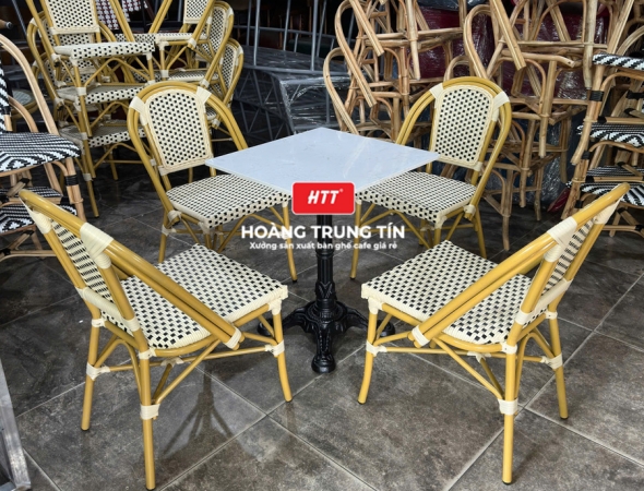 Bàn ghế nhựa giả mây ngoài trời HTT050