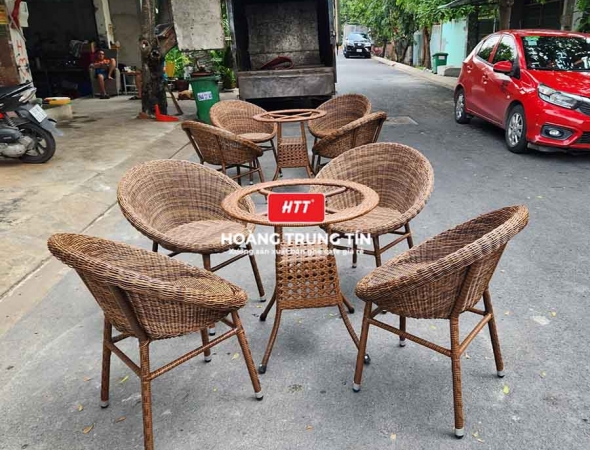 Bàn ghế cafe nhựa giả mây HTT038