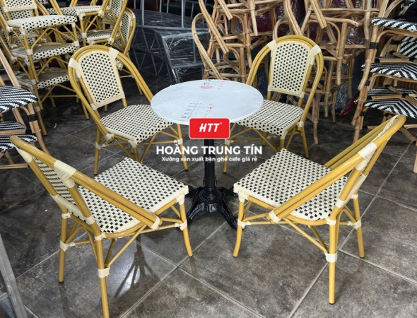 Bàn ghế nhựa giả mây ngoài trời HTT050