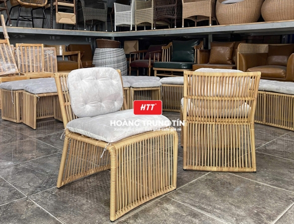 Bàn ghế cafe đan nhựa mây cao cấp HTT057