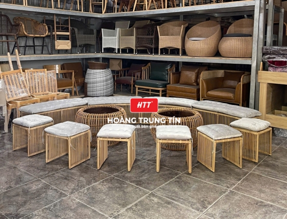 Bàn ghế cafe đan nhựa mây cao cấp HTT058