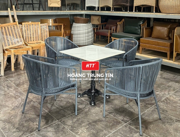 Bàn ghế nhựa giả mây ngoài trời HTT051