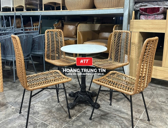 Bàn ghế nhựa giả mây ngoài trời HTT053