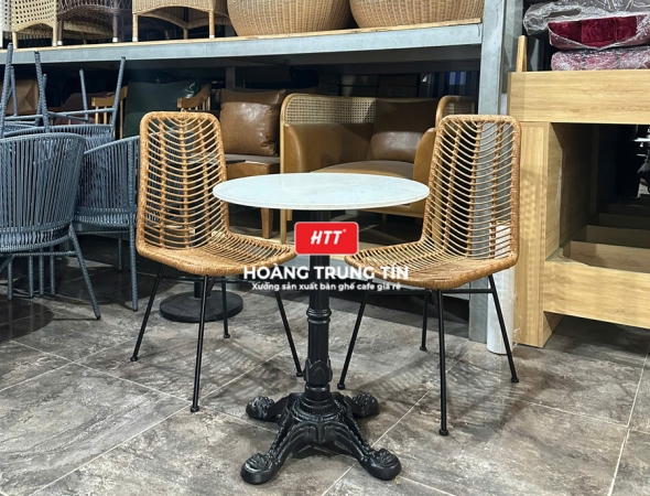 Bàn ghế cafe nhựa giả mây HTT105