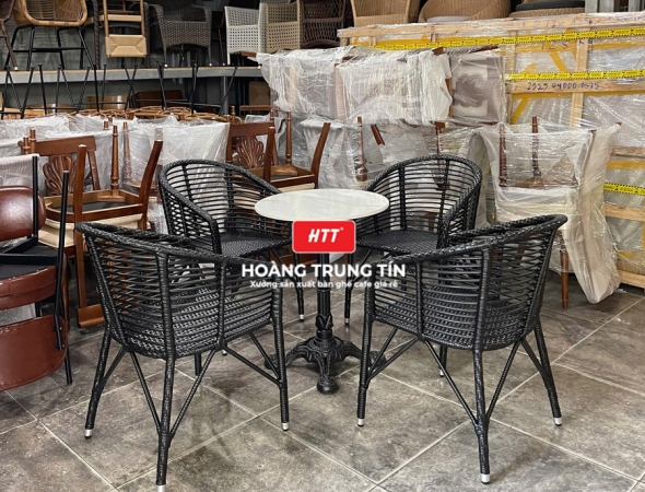 Bàn ghế cafe nhựa giả mây HTT106