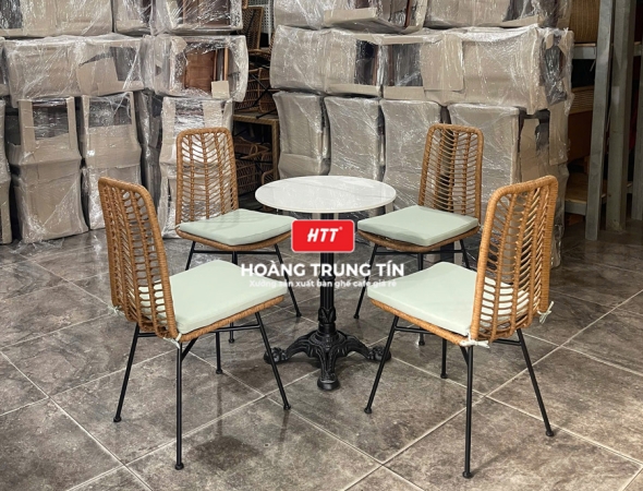 Bàn ghế cafe nhựa giả mây HTT107