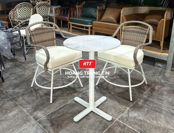 Bàn ghế cafe nhựa giả mây HTT109