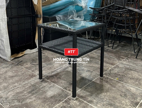 Bàn cafe đan nhựa mây HTT-01