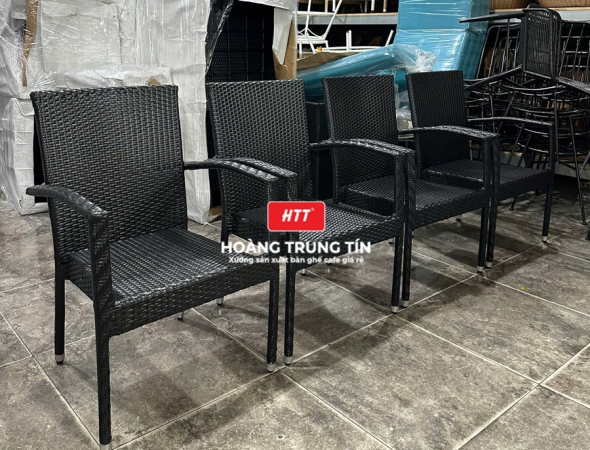 Ghế cafe đan nhựa mây ngoài trời HTT074