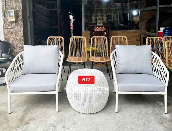 Bàn ghế cafe nhựa giả mây HTT074