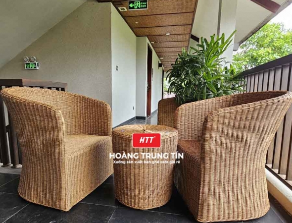 Bàn ghế cafe nhựa giả mây HTT077